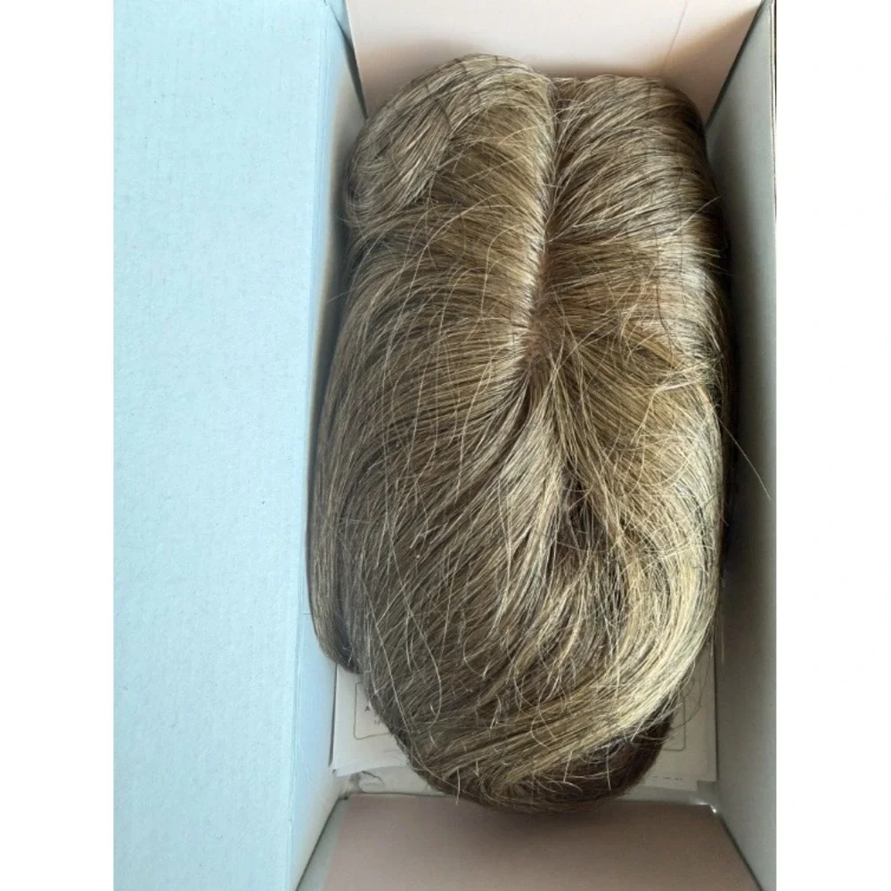 MY-LADY Human Hair Topper 8 Inch Medium Brown 150% Density Silk Base Hairpiece